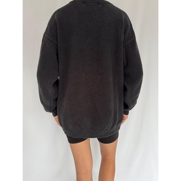 80s vintage black rainbow funky crazy abstract print embroidered knit sweater - Picture 6 of 9